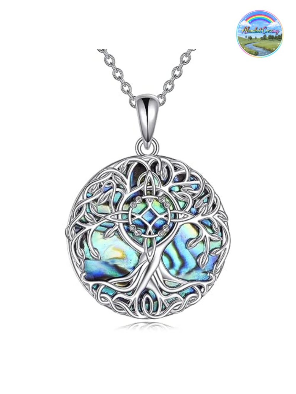 Tree of Life Pendant Necklace Sterling Silver Witches Knot Wiccan Jewelry Gift